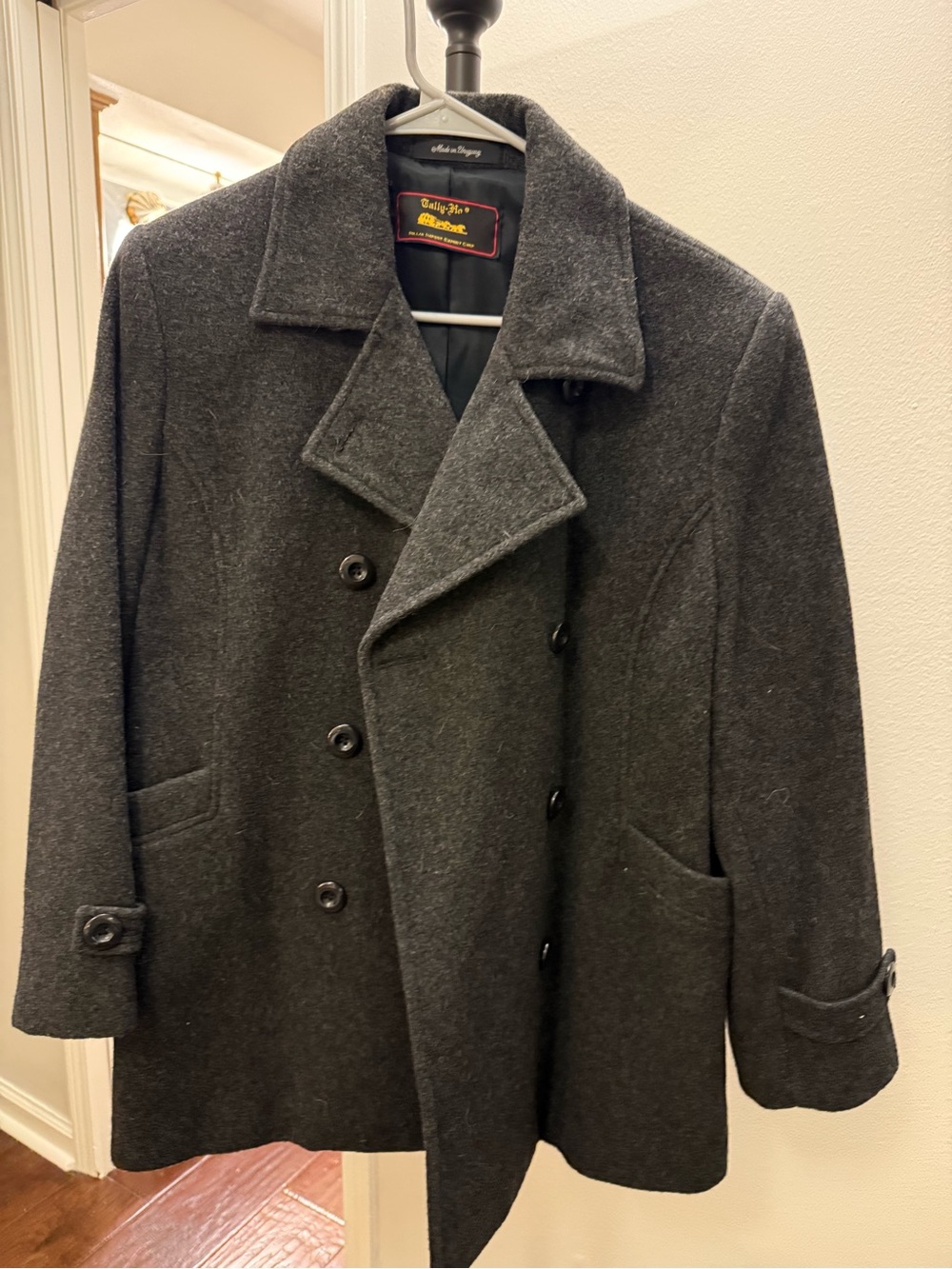 Tally Ho Charcoal Double-Breasted Peacoat